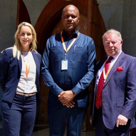 01.05.24 – A great opportunity to meet with Government stakeholders and talk about future plans for our Southern Rukwa project. 

HE1 CEO (Lorna Blaisse), Country Manager (Fidelis Lekule) and Finance and Commercial Director (Graham Jacobs) outside Parliament in Dodoma City, Tanzania